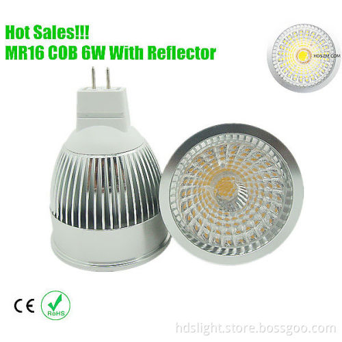 Energy-saving mr16 cob led spot 6w with reflector